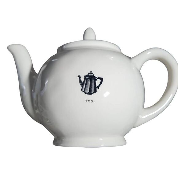 Rae Dunn Artisan Collection White Black Tea Pot - Picture 1 of 7